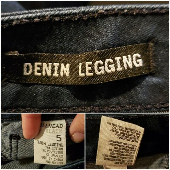 Bullhead black dark wash blue denim jean legging - Picture 4 of 8